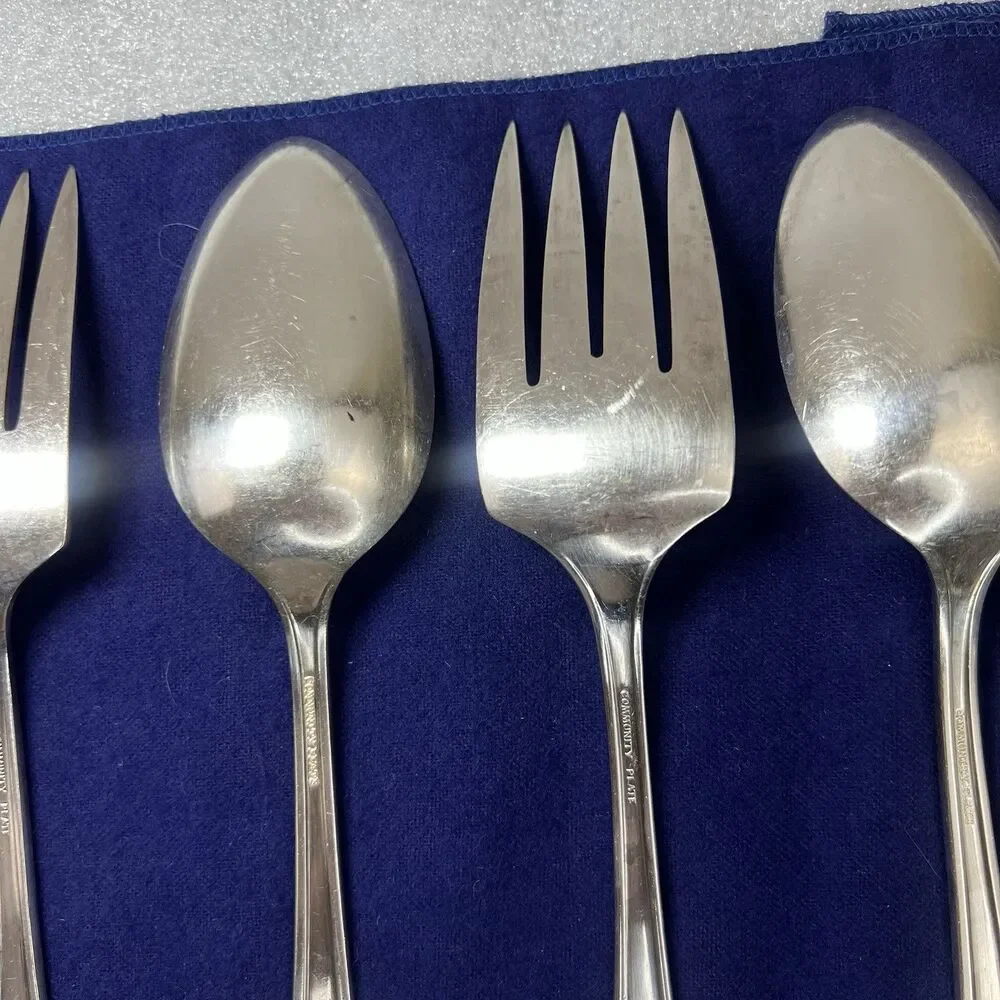 3 Sets Oneida Community Plate Adam 1917 Cold Meat Serving Fork & Spoon